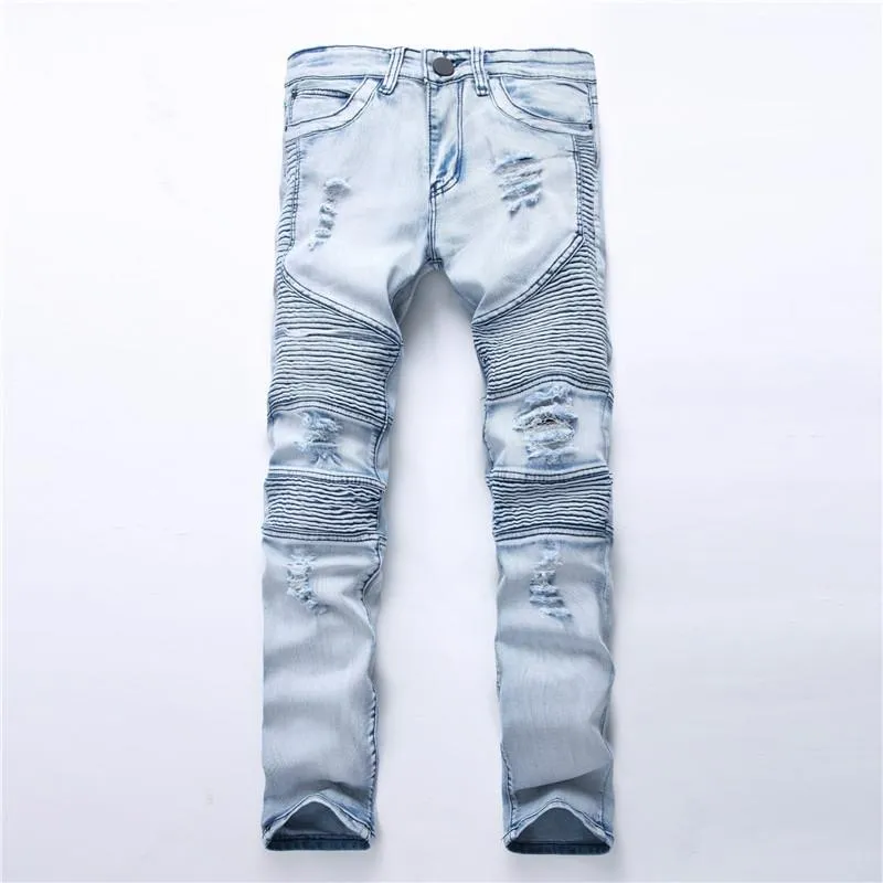 Autumn Retro Hole Cotton Denim Plus Size Jeans Pants for Men