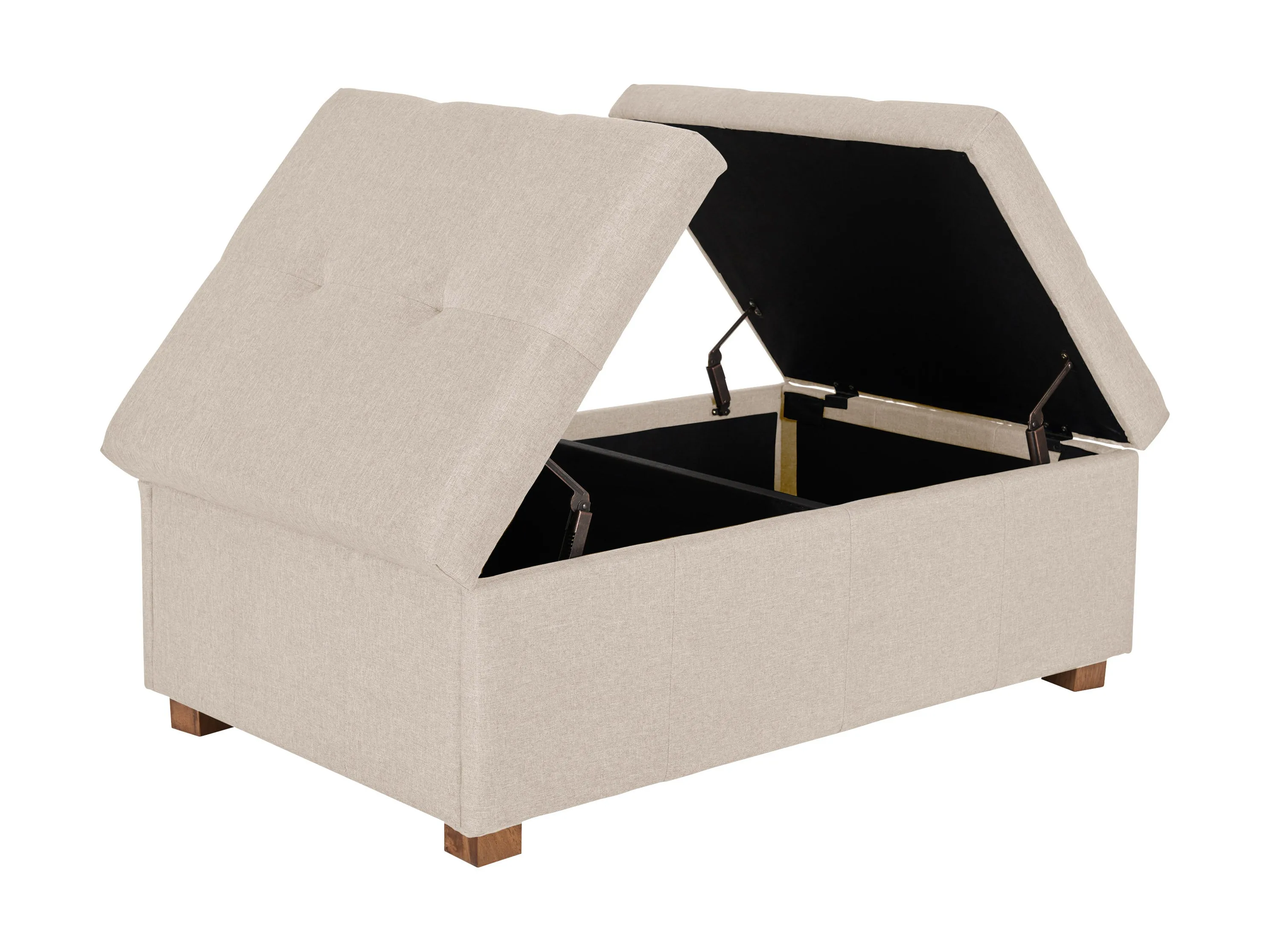 Beige Double Storage Ottoman