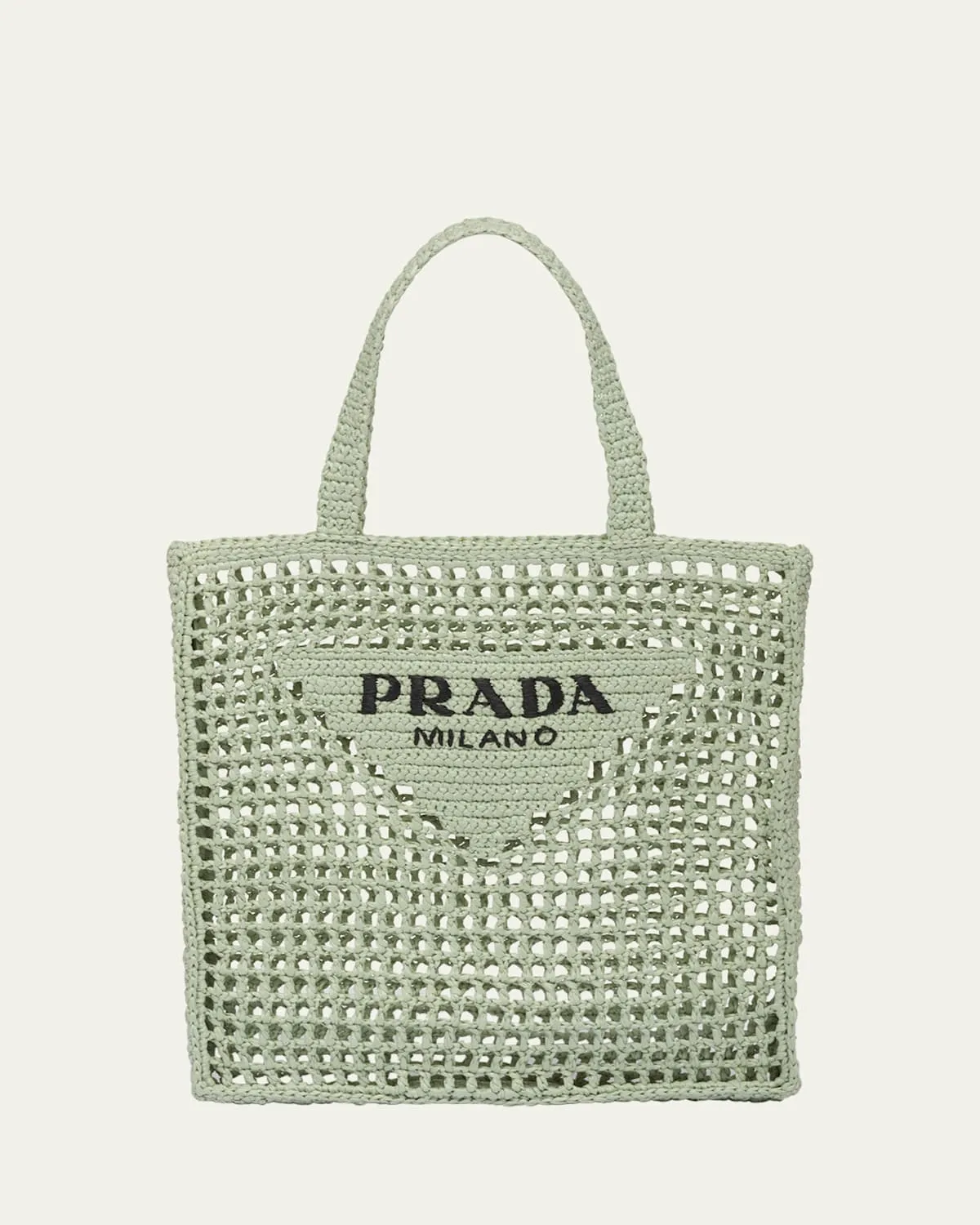 Bicolor Woven Logo Shopper Tote Bag