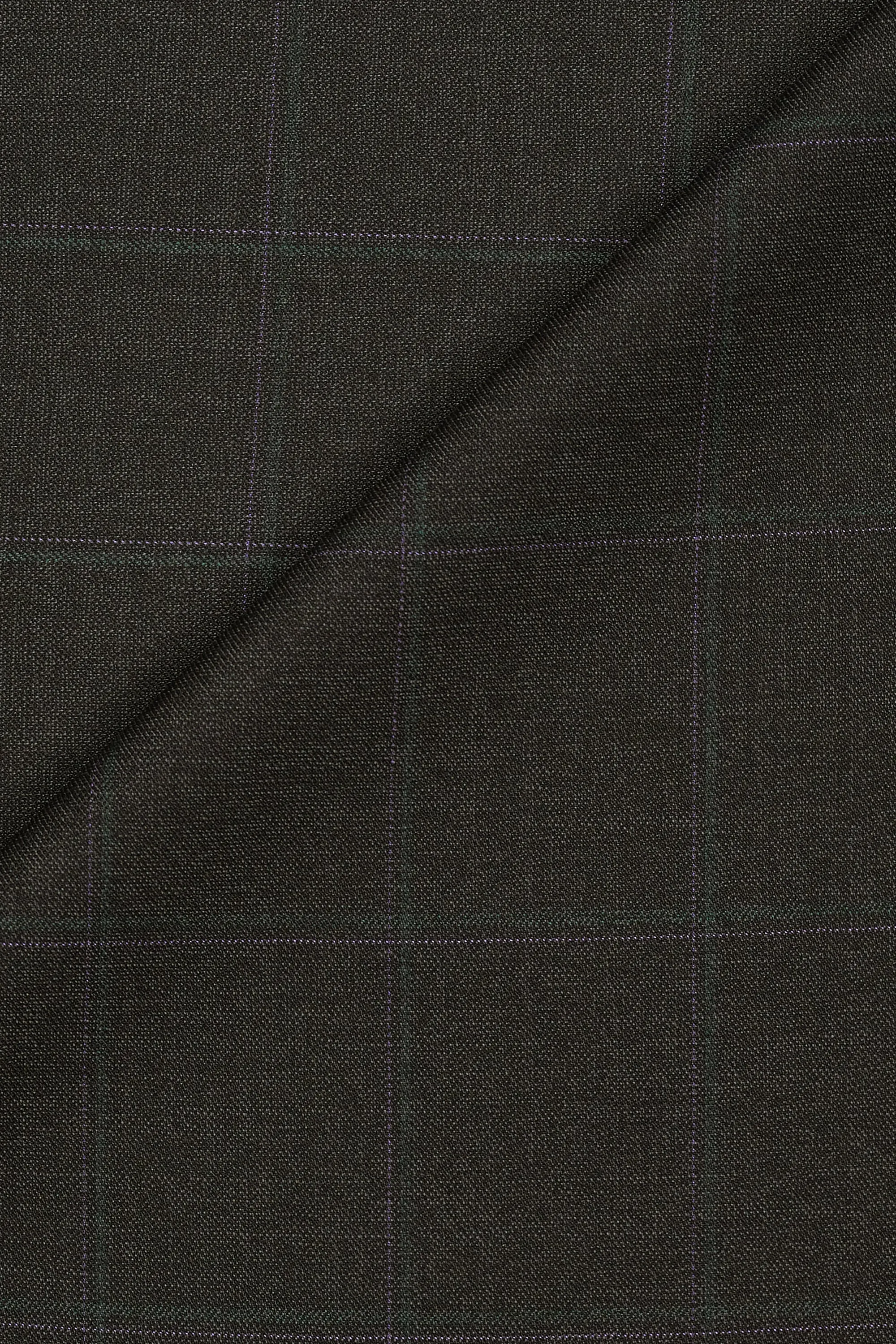 Carlo Barbera Charcoal with Purple/Green Check Virgin Wool Super 140's Cloth - 3.4m