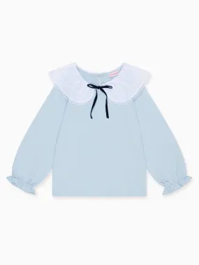 Dusty Blue Ravena Long Sleeve Girl Top