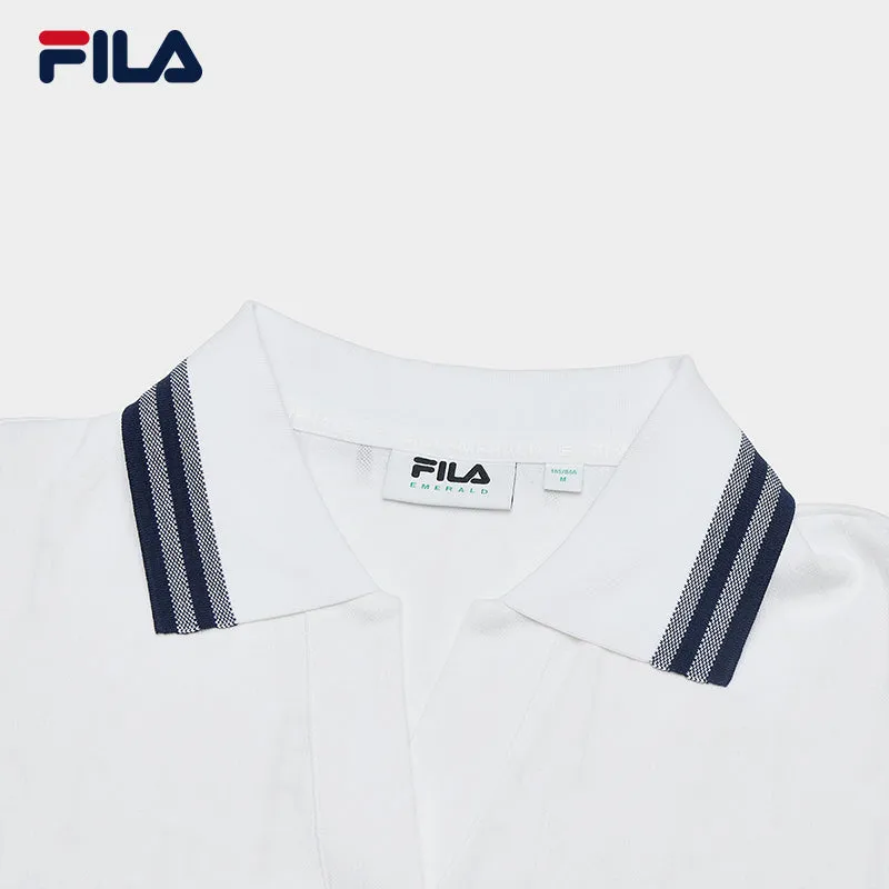 FILA CORE WHITE LINE EMERALD Women Short Sleeve Polo in White