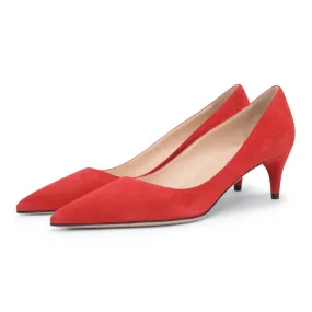 Prada Red Suede Low Heel Pumps