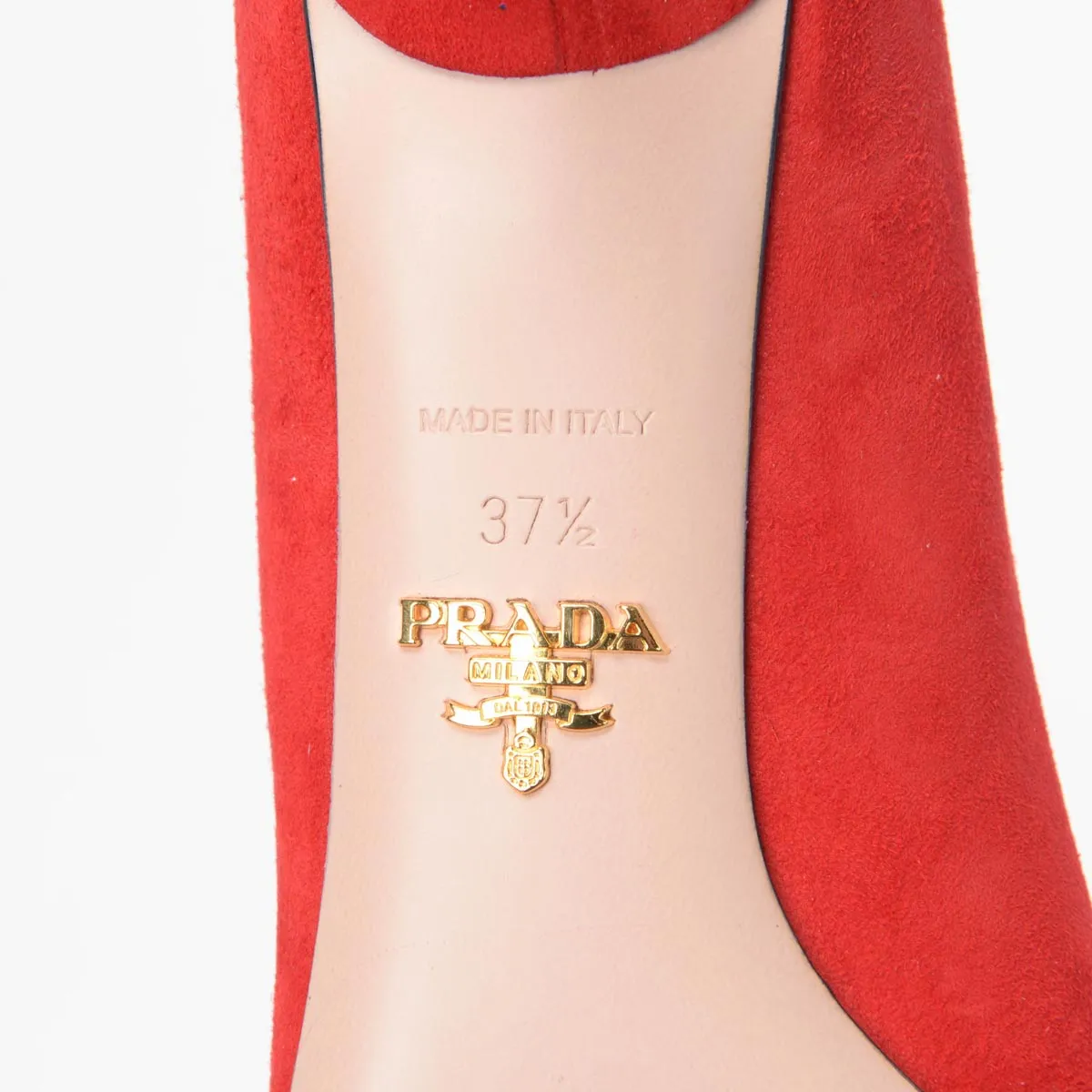 Prada Red Suede Low Heel Pumps