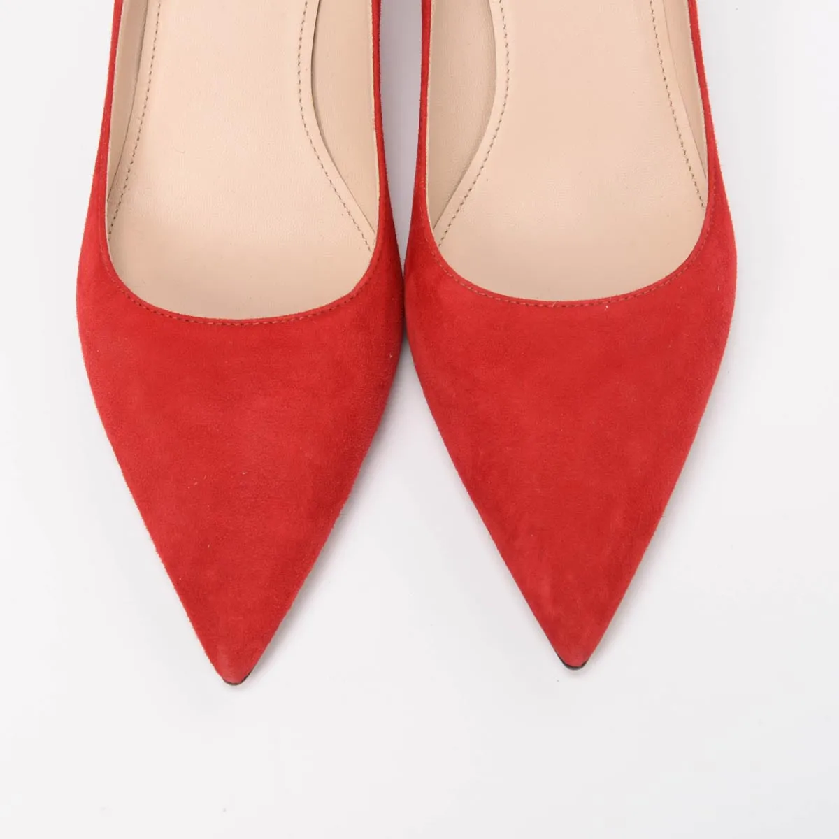 Prada Red Suede Low Heel Pumps