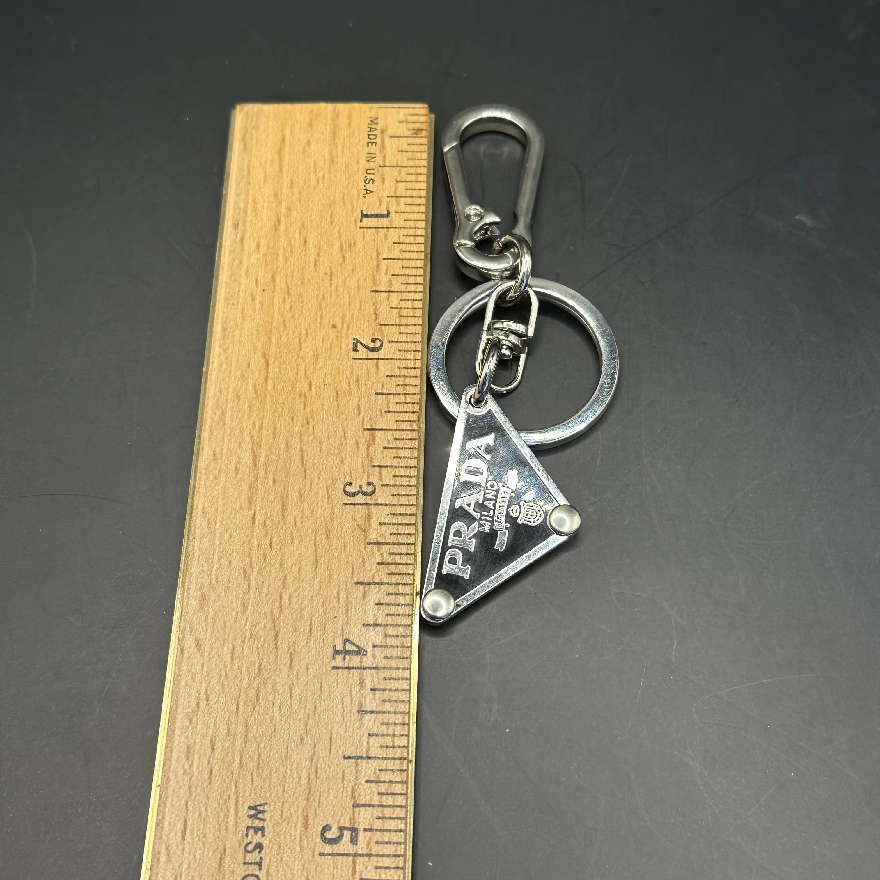 Silver Prada Bag Tag Charm/Keychain