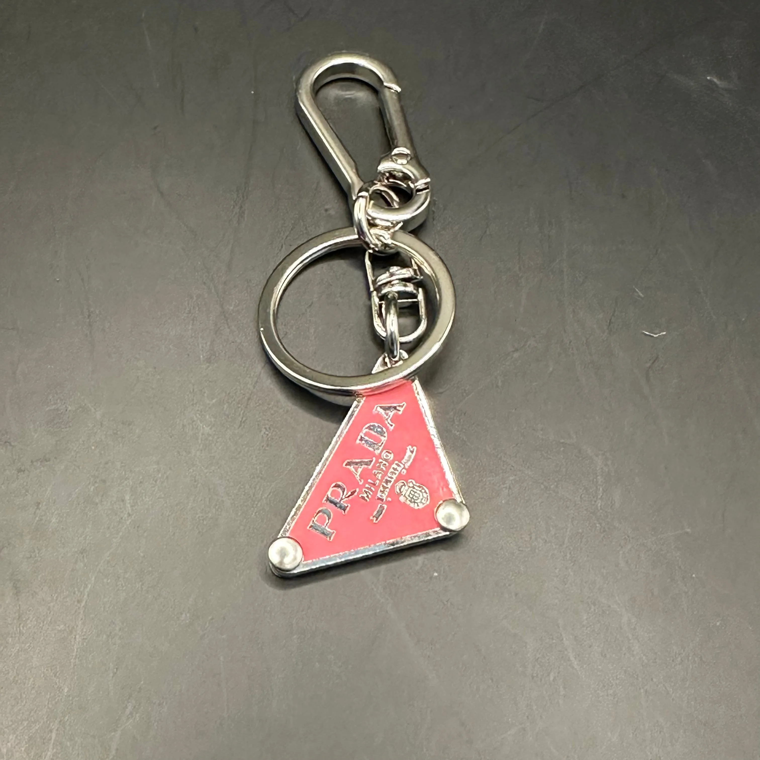 Silver Prada Bag Tag Charm/Keychain