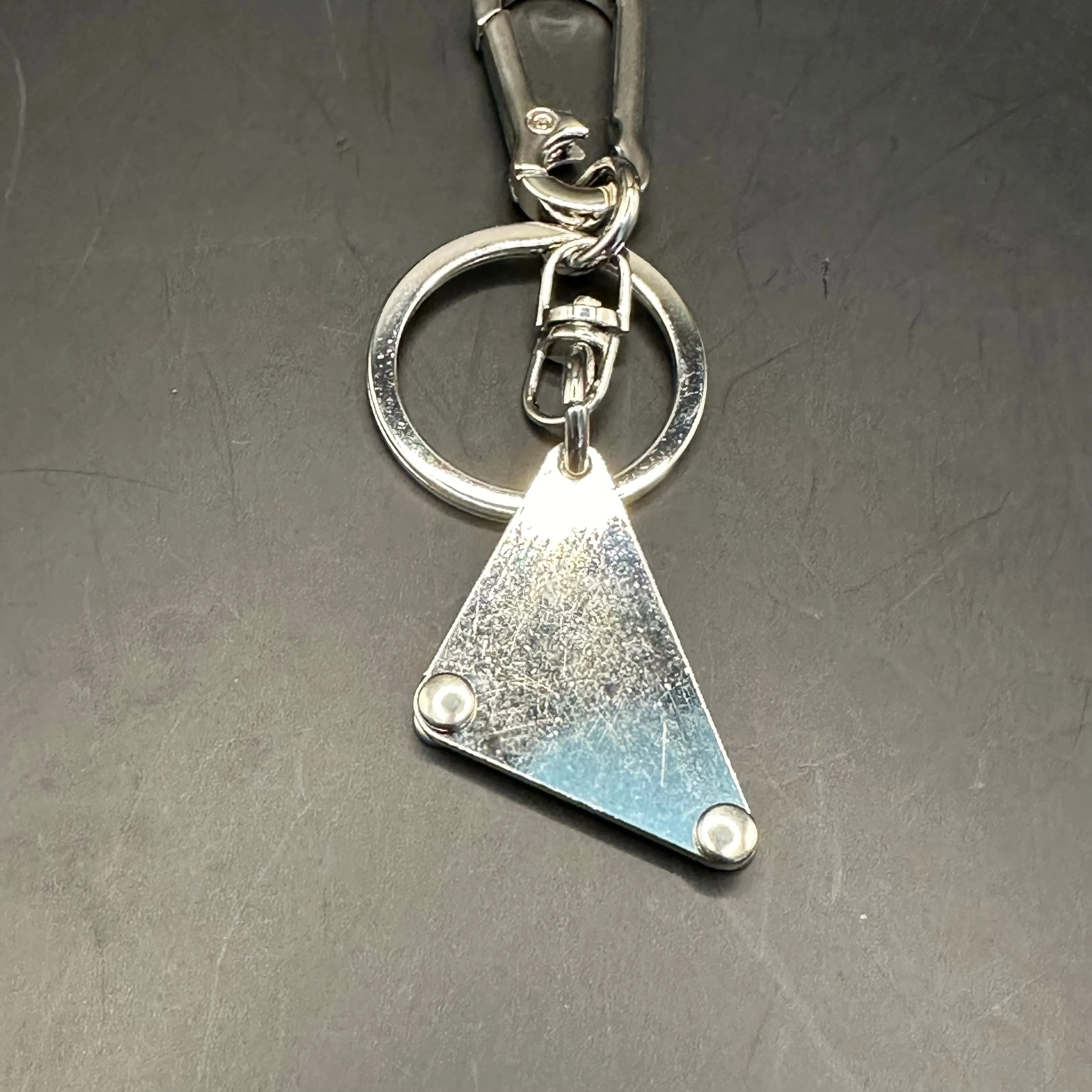 Silver Prada Bag Tag Charm/Keychain