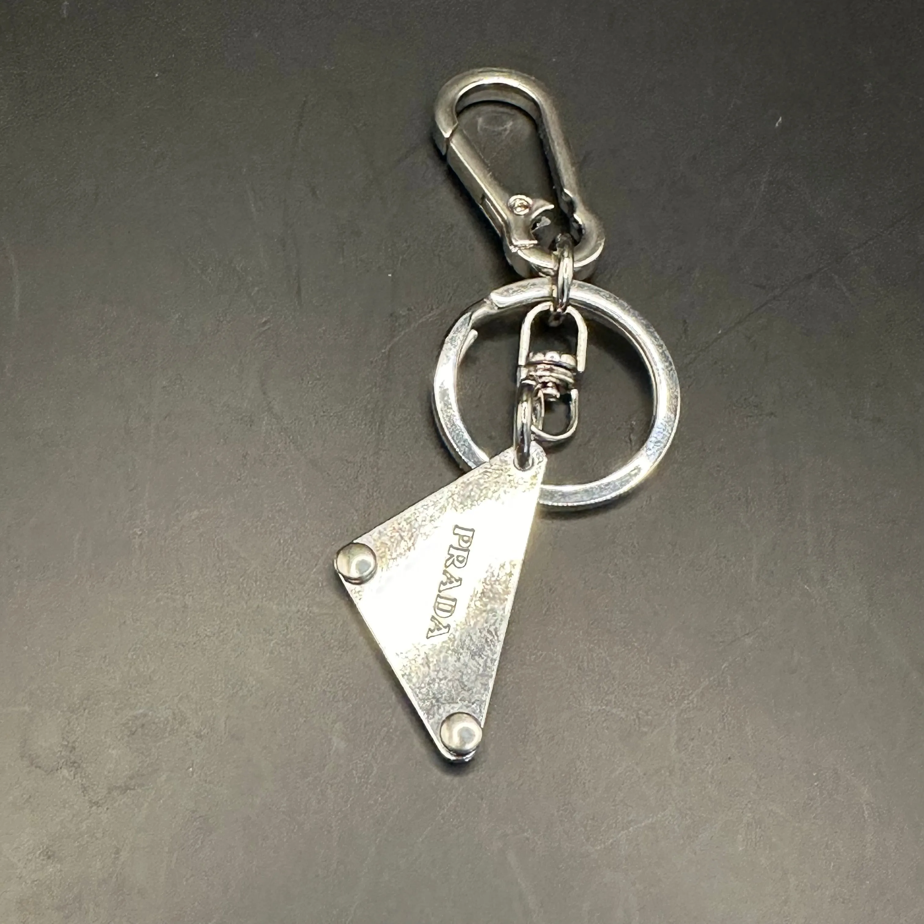 Silver Prada Bag Tag Charm/Keychain