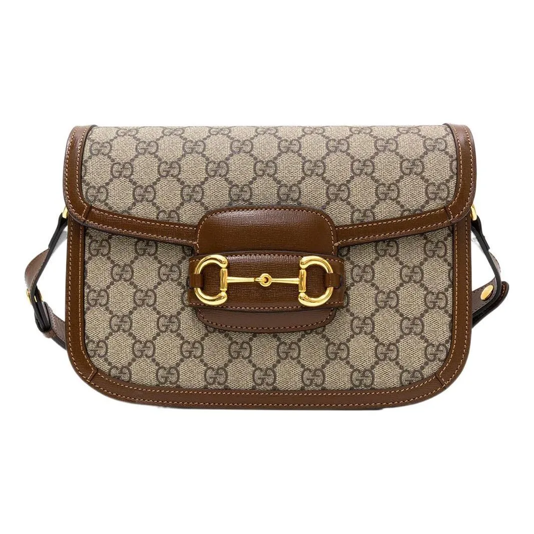 (WMNS) GUCCI 1955 Canvas Single-Shoulder Bag Unisex Small Ebony/Brown 602204-92TCG-8563