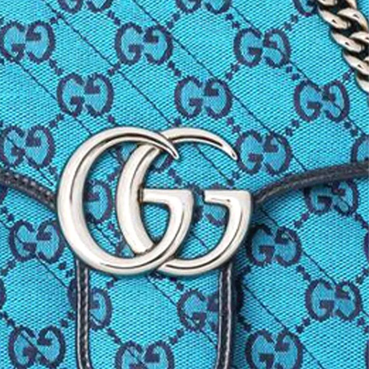 (WMNS) GUCCI Leather GG Marmont Logo Old Flower Color Matching Single-Shoulder Bag Small Blue 443497-2UZCN-4164